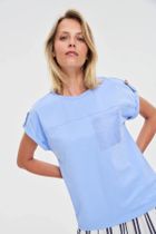 Bluzka damska z krótkim rękawem, niebieska, Moodo