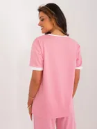 Bluzka damska z krótkim rękawem, różowa, Lakerta