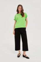 Bluzka damska z krótkim rękawem, zielona, Moodo