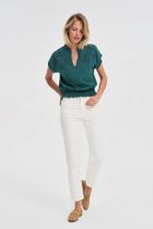 Bluzka damska z krótkim rękawem, zielona, Moodo