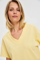 Bluzka damska z krótkim rękawem, żółta, Moodo