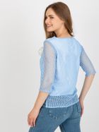 Bluzka damska z rękawem 3/4, niebieska, Lakerta