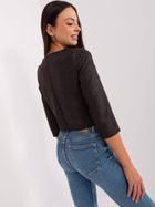 Bluzka damska z rękawem 3/4, wełniana, czarna, Lakerta