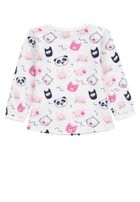 Bluzka dziewczęca z długim rękawem, biało-różowa, Kanz