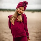 Bluzka dziewczęca z długim rękawem, bordowa, Eevi