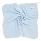 Bocioland, Miś polarny, bawełniane okrycie kąpielowe, ręcznik z kapturkiem, niebieskie, 80-80 cm