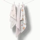 Bocioland, pieluszki muślinowe, marszczone, różowe, 70-70 cm, 3 szt.