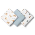 Bocioland, pieluszki muślinowe, niebieskie, 70-70 cm, 3 szt.