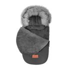 Bocioland, śpiworek do wózka z futerkiem, szare, 95 cm