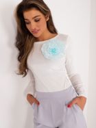 Body damskie z długim rękawem, ecru, Lakerta