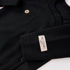 Body dziecięce z długim rękawem, prążkowane, czarne, Eevi