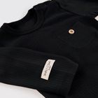 Body dziecięce z długim rękawem, prążkowane, czarne, Eevi