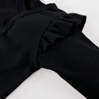 Body dziewczęce z długim rękawem, prążkowane, czarne, Eevi