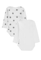 Body niemowlęce z długim rękawem, bawełna organiczna, białe, zestaw, 2 szt., Bellybutton