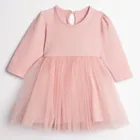 Body sukienka z długim rękawem, różowe, Nicol