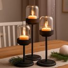 Boltze Home, Senza, zestaw metalowych lampionów ze szklaną kopułą, 3 szt.