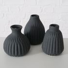 Boltze Home, wazon ceramiczny w prążki, Esko, czarny mat