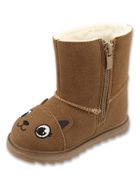 Buty zimowe dziewczęce ze skórą naturalną, ocieplane, brązowe, Befado