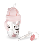 Canpol babies, kubek z odważnikiem i słomką + zapasowa słomka, różowy