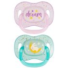 Canpol babies, NightGlow, smoczek uspokajający silikonowy, symetryczny, różowy, 6-18 m, 2 szt.
