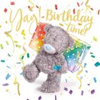 Carte Blanche, karnet holograficzny 3D, miś niosący prezent