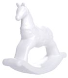 Ceramiczny konik na biegunach, dekoracja, złota