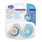 Chicco, Physioforma Air, smoczek uspokajający, silikonowy, niebieski, 2-6m, 2 szt.