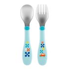 Chicco, sztućce metalowe, blue, 18m+
