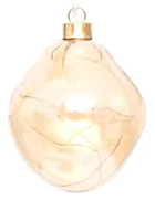 Christmas Decoration, bombka formówka, szklana kropla, LED, złota, 12 cm, 2 szt.