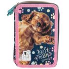 Cleo i Frank, piórnik rozkładany, potrójny, z wyposażeniem, Pies