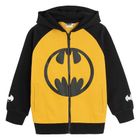 Cool Club, Bluza chłopięca z kapturem, rozpinana, czarno-musztardowa, Batman