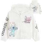 Cool Club, Bluza dziewczęca z kapturem, rozpinana, crop top, biała, Lilo i Stitch
