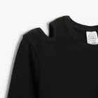 Cool Club, Bluzka dziewczęca z długim rękawem, prążkowana, czarna