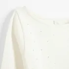 Cool Club, Bluzka dziewczęca z długim rękawem, prążkowana, ecru