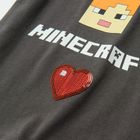 Cool Club, Bluzka dziewczęca z krótkim rękawem, grafitowa, Minecraft