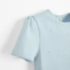 Cool Club, Bluzka dziewczęca z krótkim rękawem, prążkowana, niebieska