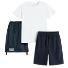 Cool Club, Komplet chłopięcy, T-shirt, Szorty, Worek sportowy, biało-granatowy