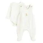 Cool Club, Komplet dziewczęcy, ażurowy, Body z długim rękawem, Śpiochy, biały