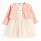 Cool Club, Komplet dziewczęcy, Body sukienka z krótkim rękawem, Bolerko, różowy