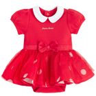 Cool Club, Komplet dziewczęcy, Body sukienka z krótkim rękawem, Opaska, czerwony, Myszka Minnie