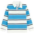 Cool Club, Koszulka polo chłopięca z długim rękawem, niebiesko-biała