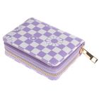 Cool Club, Kwiatki, portfel, fioletowo-biała kratka