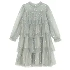 Cool Club, Sukienka dziewczęca z długim rękawem, szara