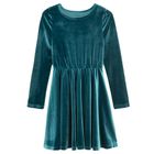 Cool Club, Sukienka dziewczęca z długim rękawem, welurowa, turkusowa