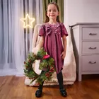 Cool Club, Sukienka dziewczęca z krótkim rękawem, welurowa, fioletowa