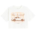 Cool Club, T-shirt dziewczęcy, crop top, biały