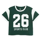 Cool Club, T-shirt dziewczęcy, crop top, ciemnozielony