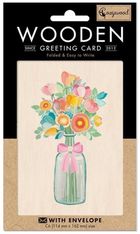 Cozywood, karnet drewniany C6 + koperta, Bukiet kwiatów