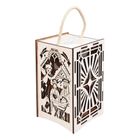 Cresco, lampion adwentowy drewniany, stajenka LED