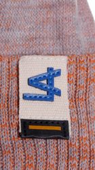 Czapka chłopięca, szaro-pomarańczowa, Ambra